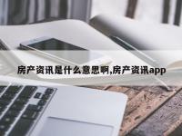 房产资讯是什么意思啊,房产资讯app